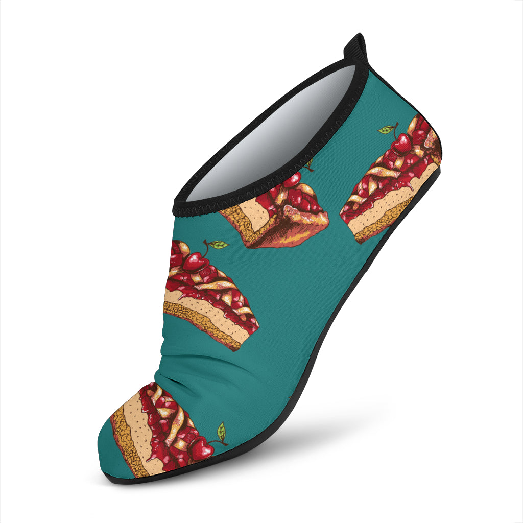 Cheesecake Cherry Pattern Print Design CK03 Aqua Water Shoes