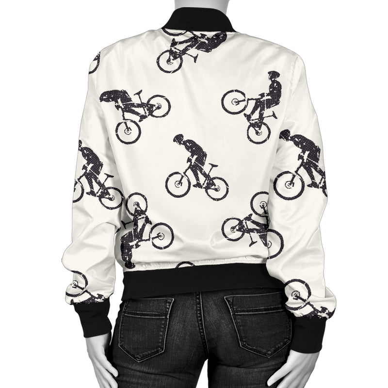 Mountain bike Pattern Print Design 01 Women's Bomber Jacket