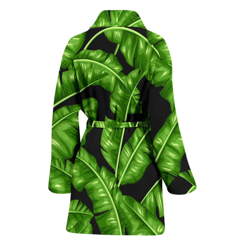 Banana Leaf Pattern Print Design BL01 Women Bathrobe
