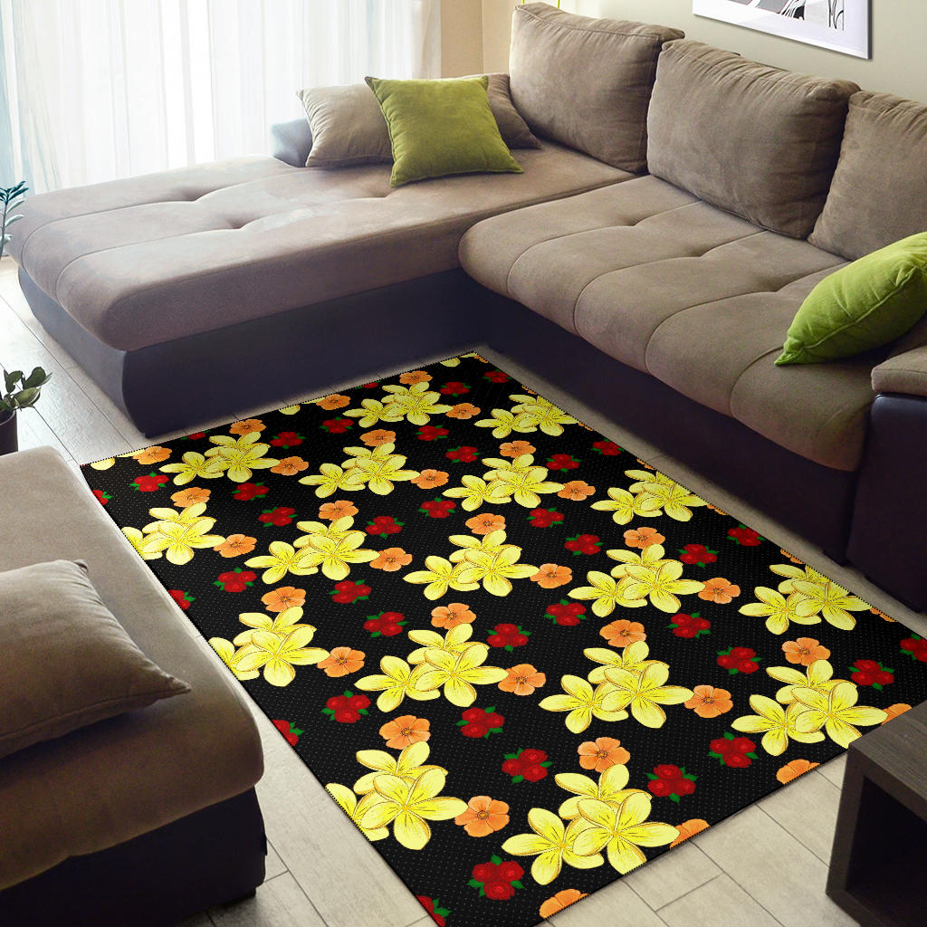 Yellow Plumeria Pattern Print Design PM04 Area Rugs
