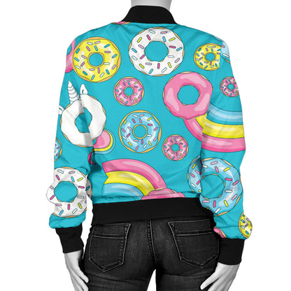 Donut Pattern Print Design DN013 Women Bomber Jacket