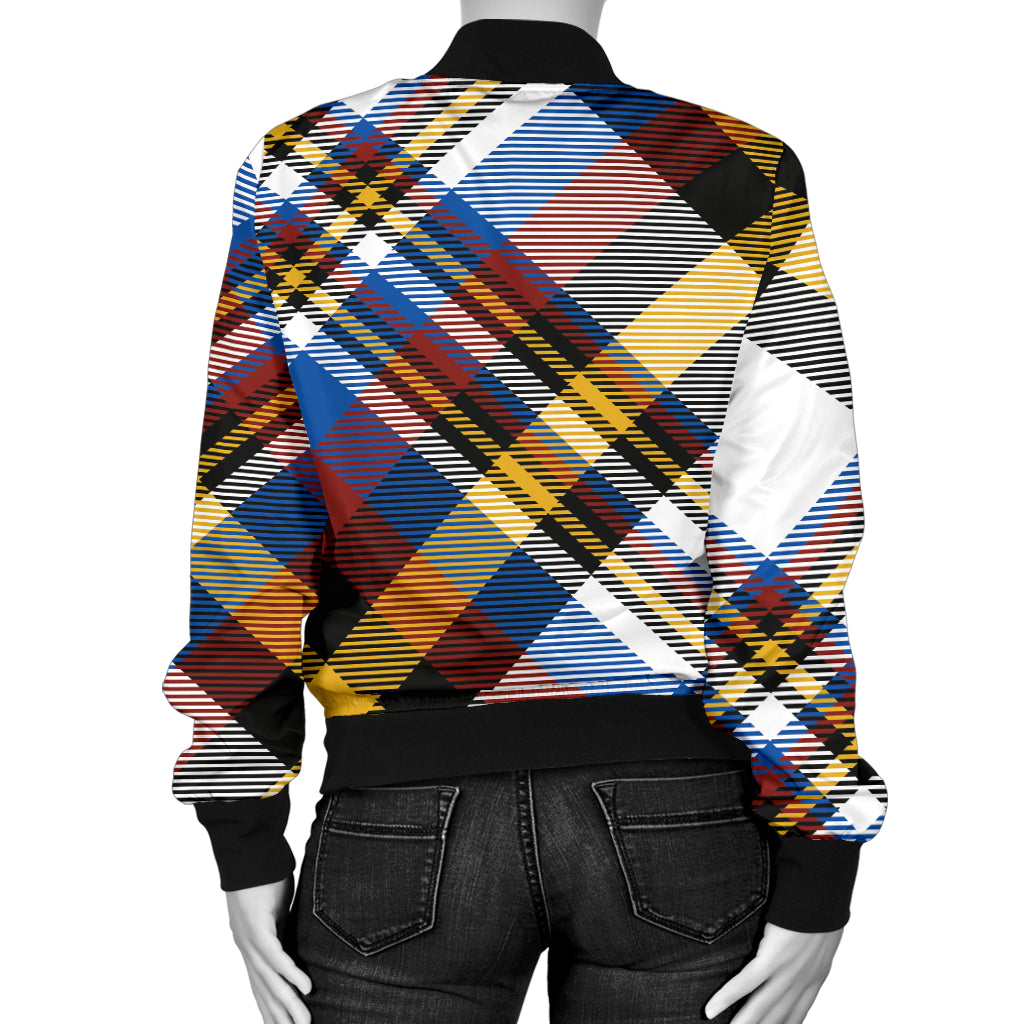 Madras Pattern Print Design 01 Women's Bomber Jacket