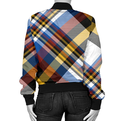 Madras Pattern Print Design 01 Women's Bomber Jacket