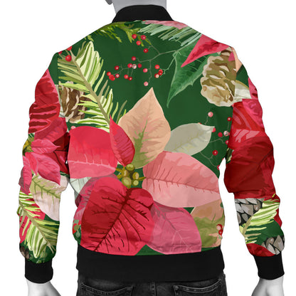 Poinsettia Pattern Print Design POT03 Men Bomber Jacket