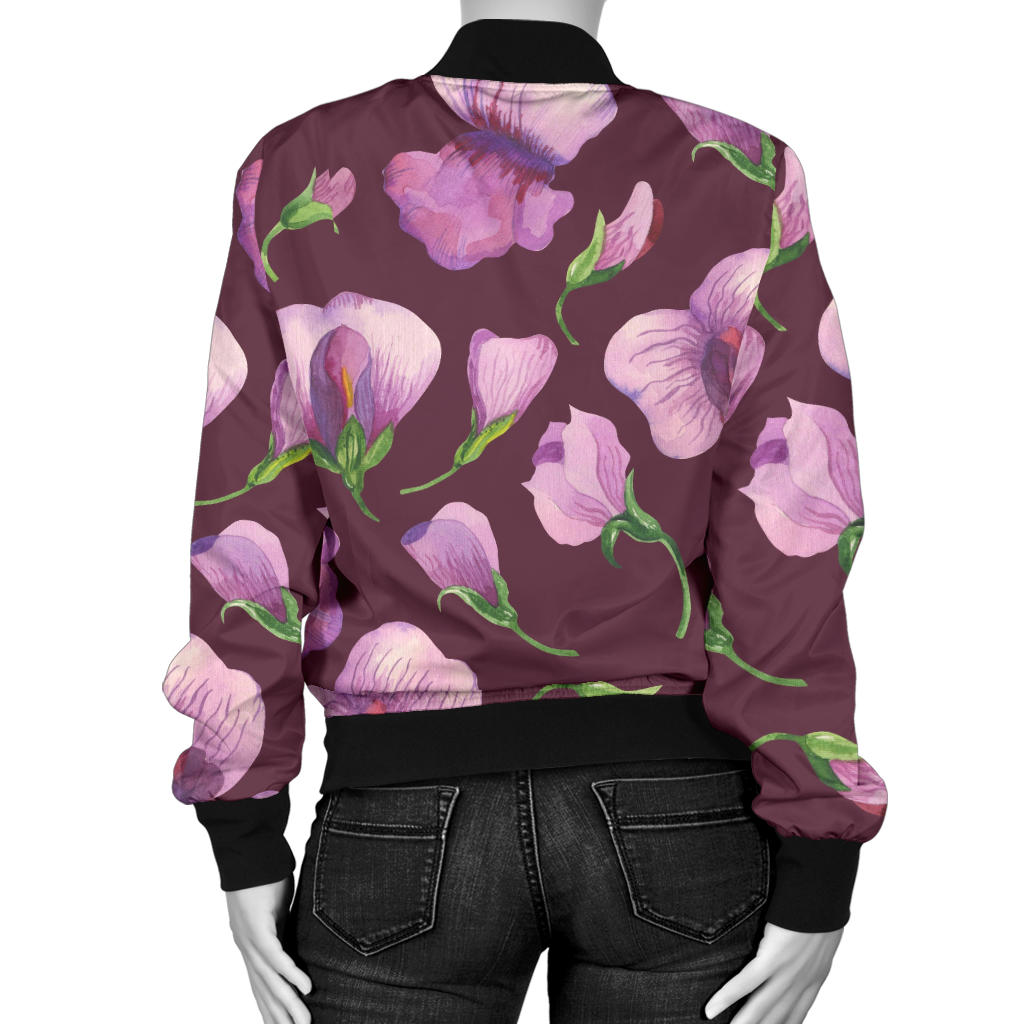 Peony Pattern Print Design PE010 Women Bomber Jacket