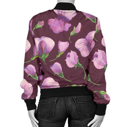Peony Pattern Print Design PE010 Women Bomber Jacket