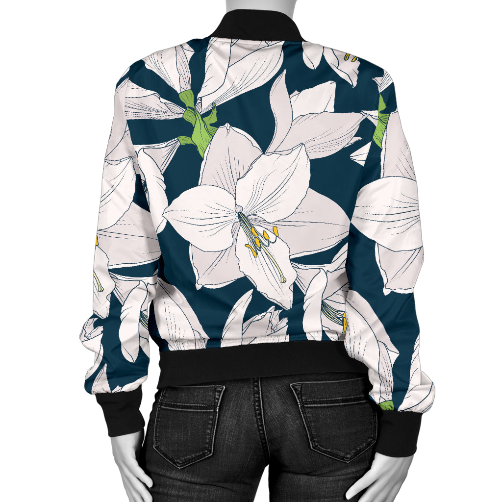Amaryllis Pattern Print Design 01 Women's Bomber Jacket