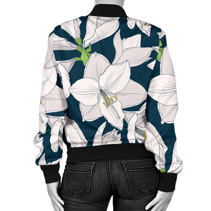 Amaryllis Pattern Print Design 01 Women's Bomber Jacket