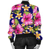 Pink Hibiscus Pattern Print Design HB027 Women Bomber Jacket