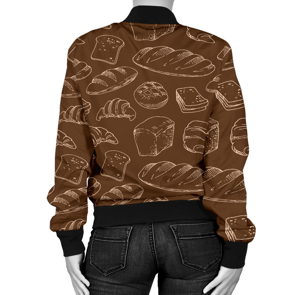 Bread Pattern Print Design 02 Women's Bomber Jacket