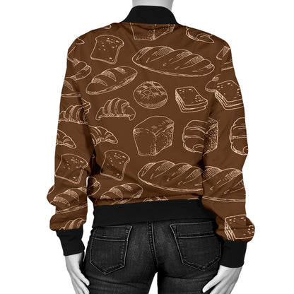 Bread Pattern Print Design 02 Women's Bomber Jacket