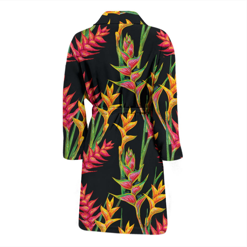 Heliconia Pattern Print Design HL01 Men Bathrobe