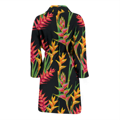Heliconia Pattern Print Design HL01 Men Bathrobe