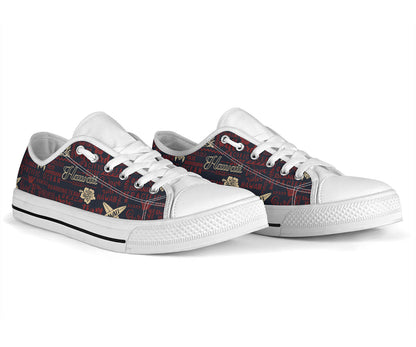 Hawaiian Themed Pattern Print Design H017 White Bottom Low Top Shoes