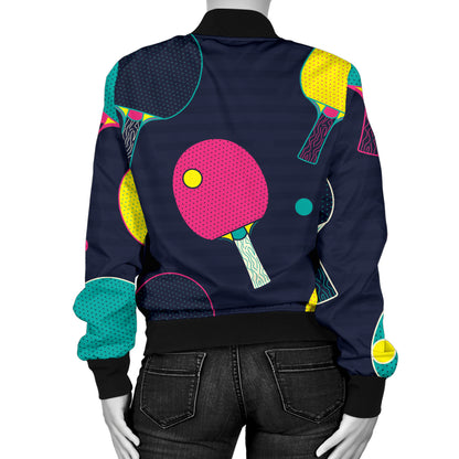 Ping Pong Pattern Print Design A04 Women's Bomber Jacket