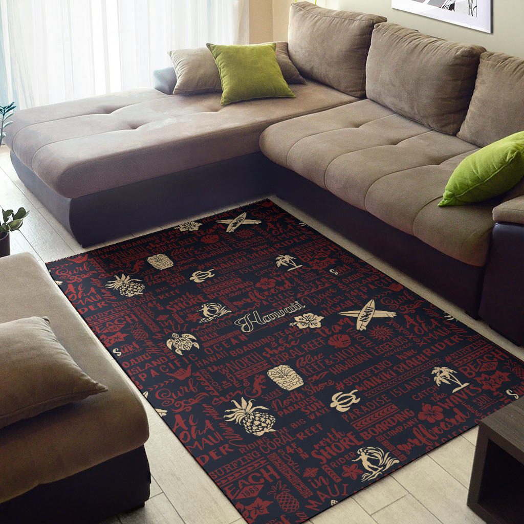 Hawaiian Themed Pattern Print Design H017 Area Rugs