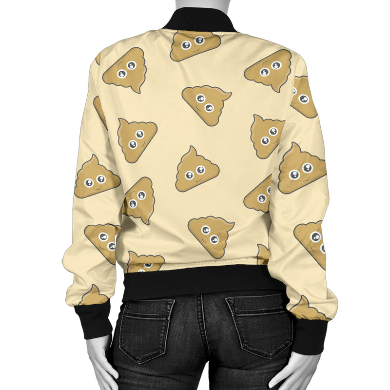 Poop Emoji Pattern Print Design A02 Women's Bomber Jacket