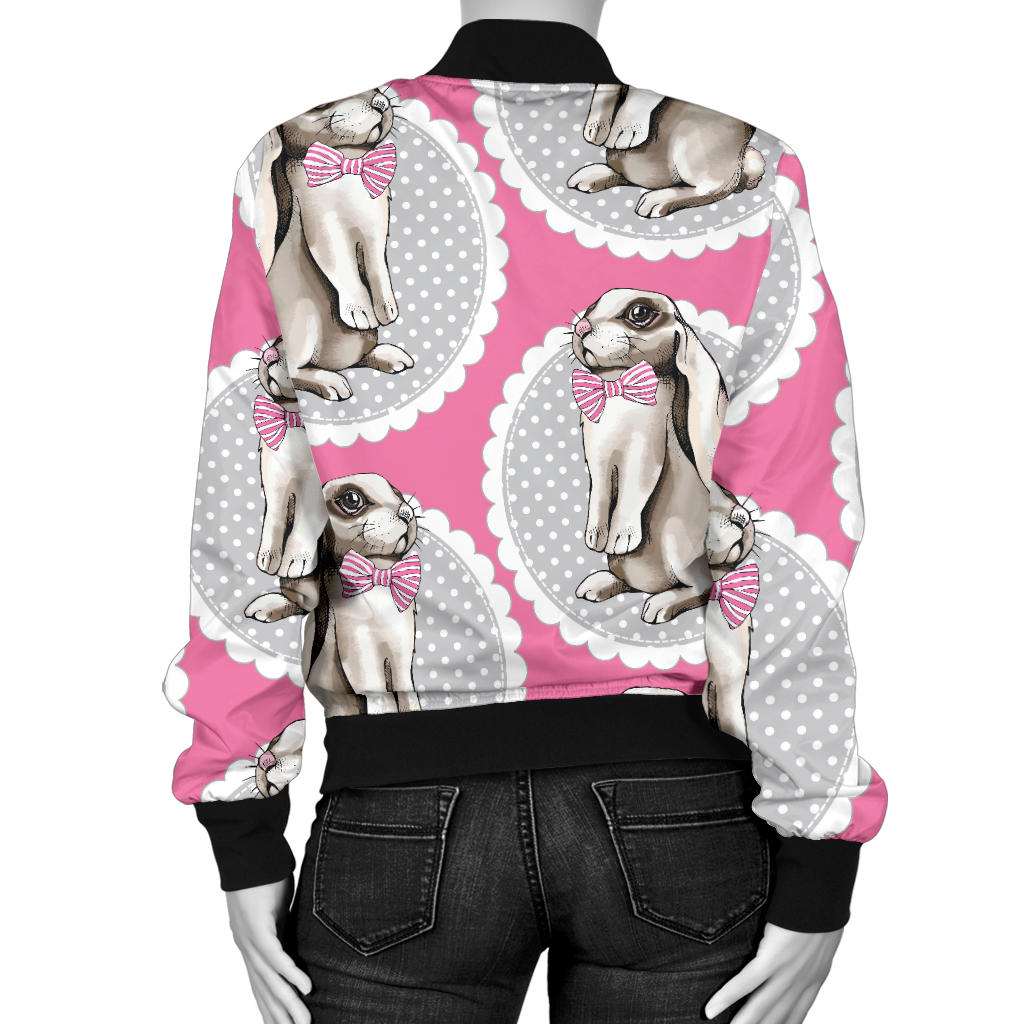 Rabbit Pattern Print Design RB019 Women Bomber Jacket