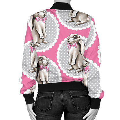 Rabbit Pattern Print Design RB019 Women Bomber Jacket