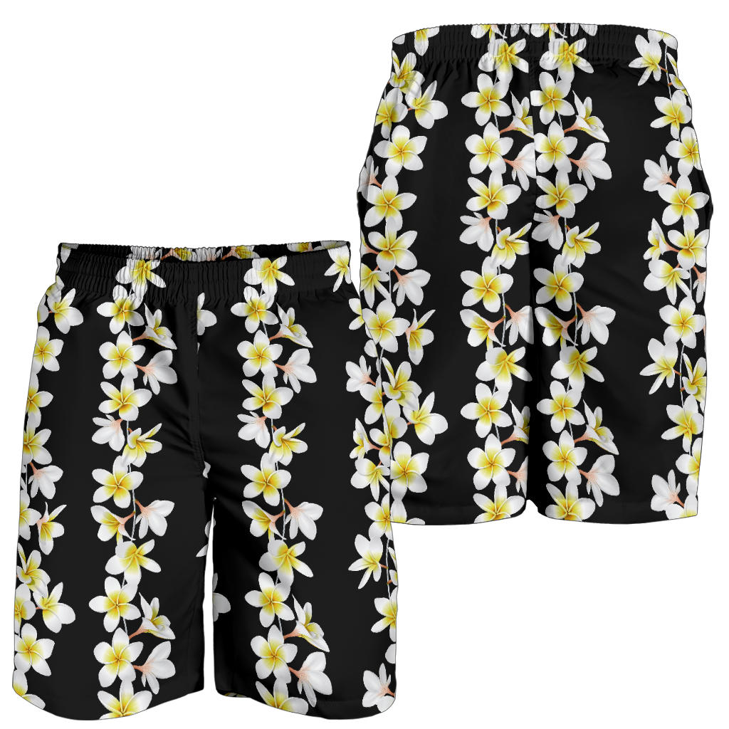 White Plumeria Pattern Print Design PM08 Mens Shorts