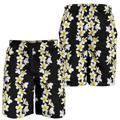 White Plumeria Pattern Print Design PM08 Mens Shorts