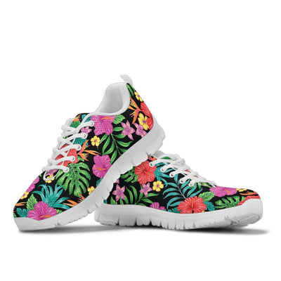 Hibiscus Red Hawaiian Flower Sneakers White Bottom Shoes