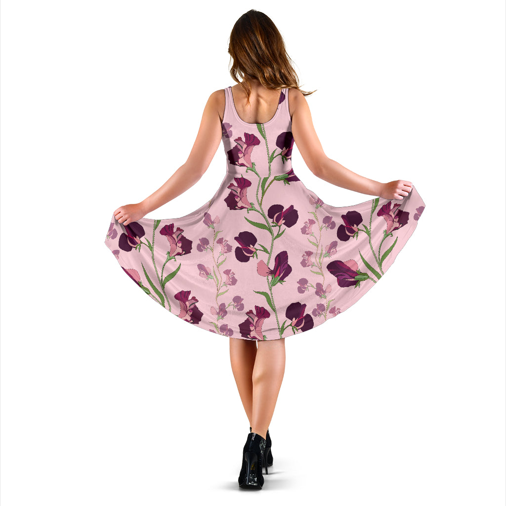 Peony Pattern Print Design PE09 Midi Dress