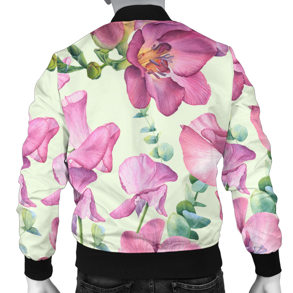 Peony Pattern Print Design PE011 Men Bomber Jacket
