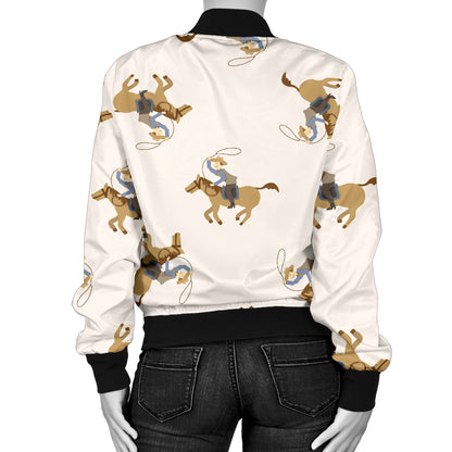Cowboy Pattern Print Design 01 Women's Bomber Jacket