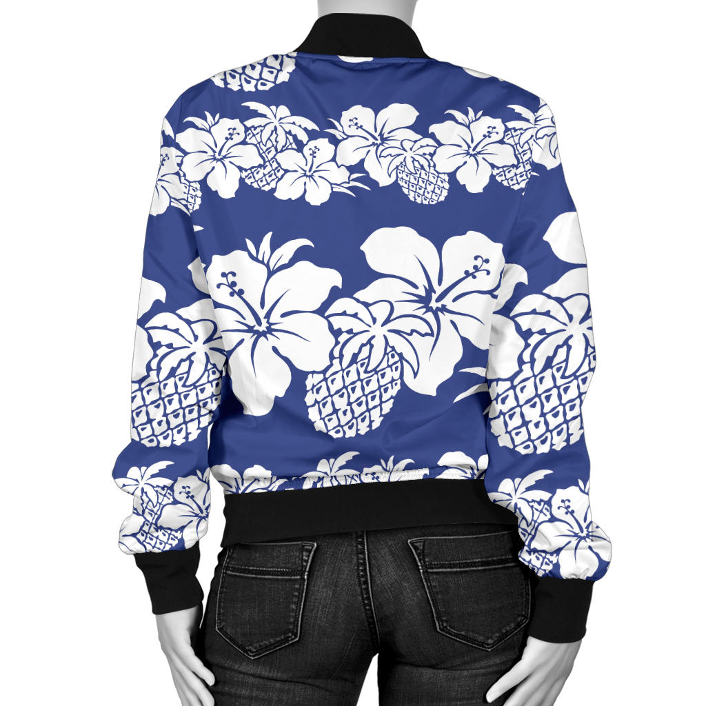 Hawaiian Themed Pattern Print Design H07 Women Bomber Jacket