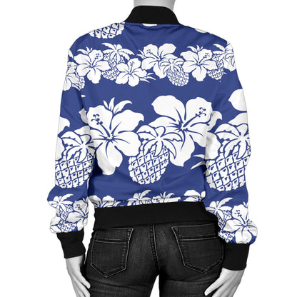 Hawaiian Themed Pattern Print Design H07 Women Bomber Jacket