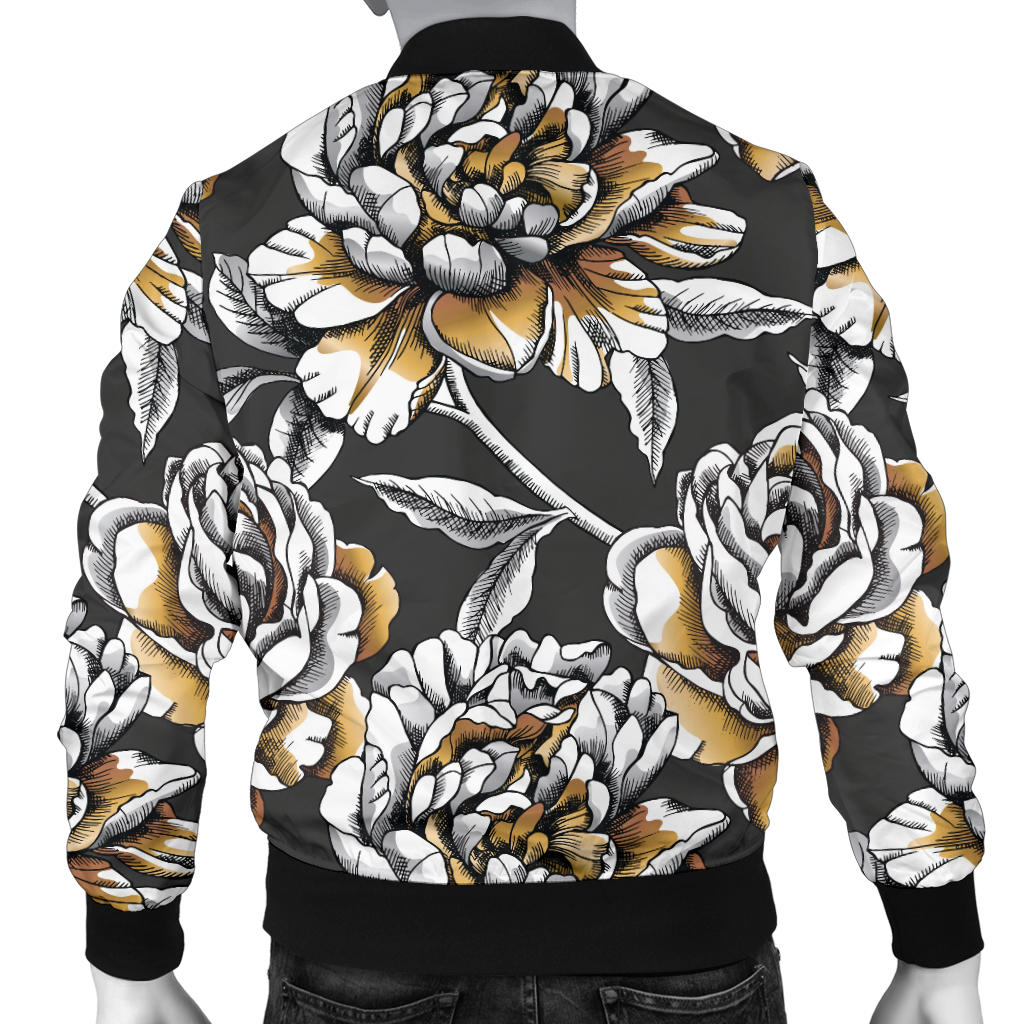 Peony Pattern Print Design PE06 Men Bomber Jacket