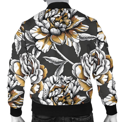 Peony Pattern Print Design PE06 Men Bomber Jacket