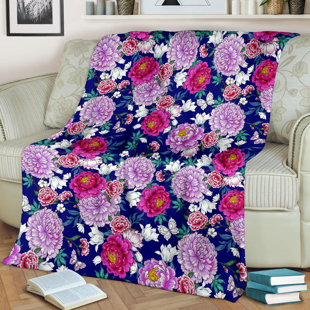 Dahlia Pattern Print Design DH013 Fleece Blanket