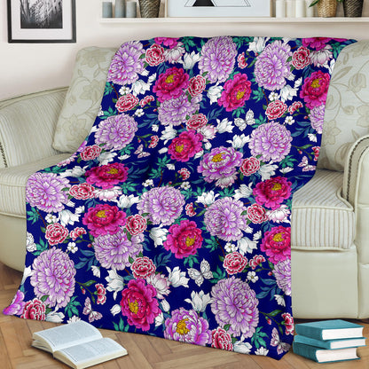 Dahlia Pattern Print Design DH013 Fleece Blanket