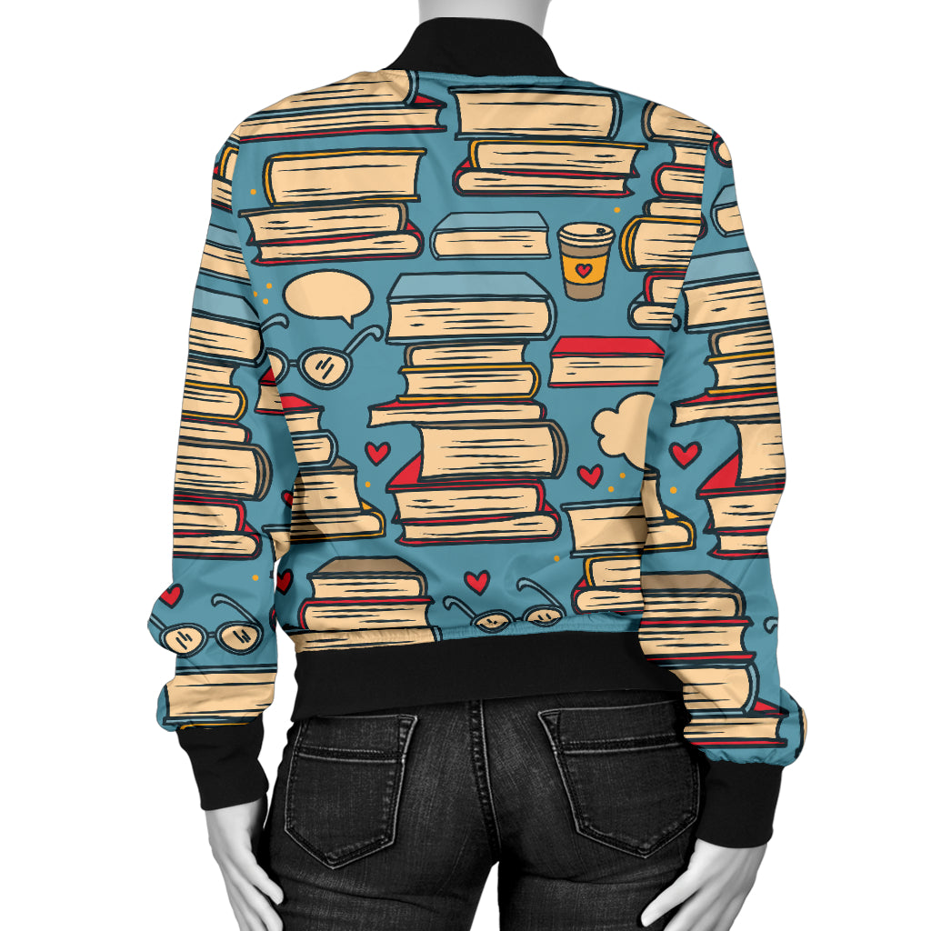 Book Pattern Print Design 03 Women's Bomber Jacket