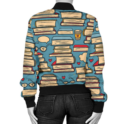 Book Pattern Print Design 03 Women's Bomber Jacket