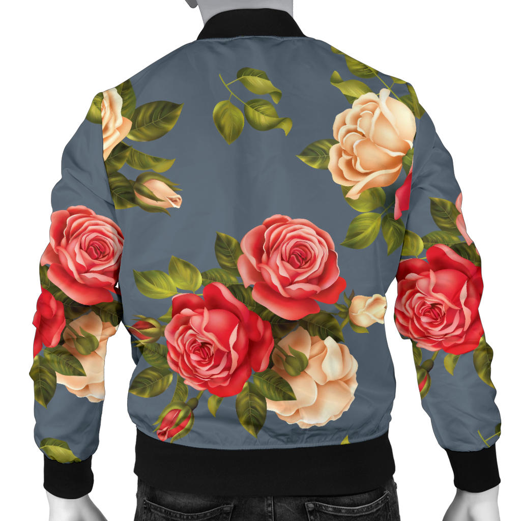 Rose Pattern Print Design RO017 Men Bomber Jacket