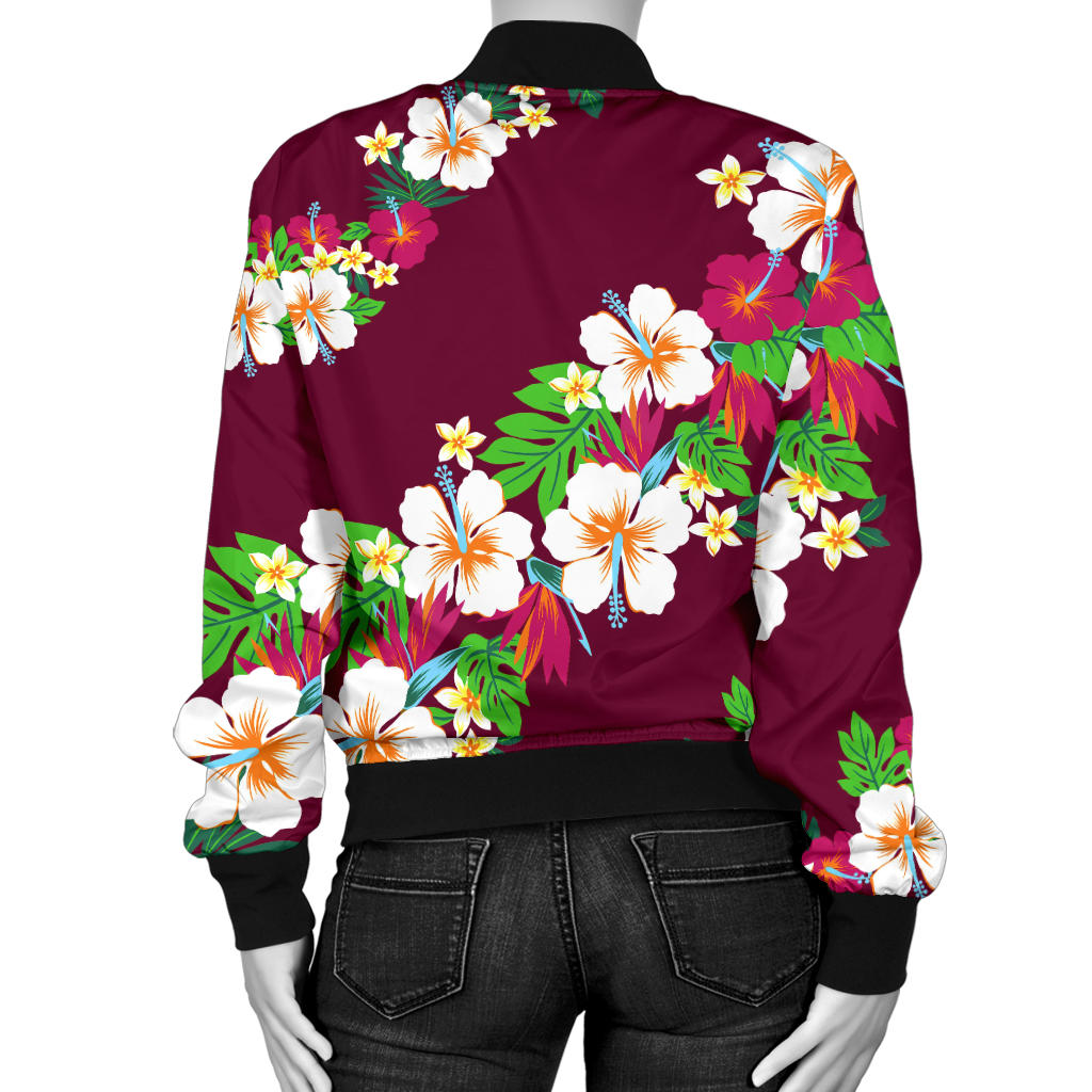 Hawaiian Themed Pattern Print Design H06 Women Bomber Jacket