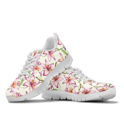 Lily Pattern Print Design LY011 Sneakers White Bottom Shoes