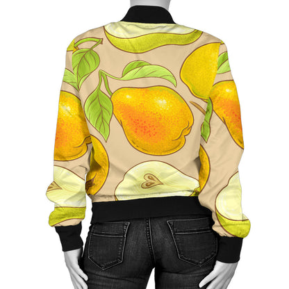 Pear Pattern Print Design PE05 Women Bomber Jacket