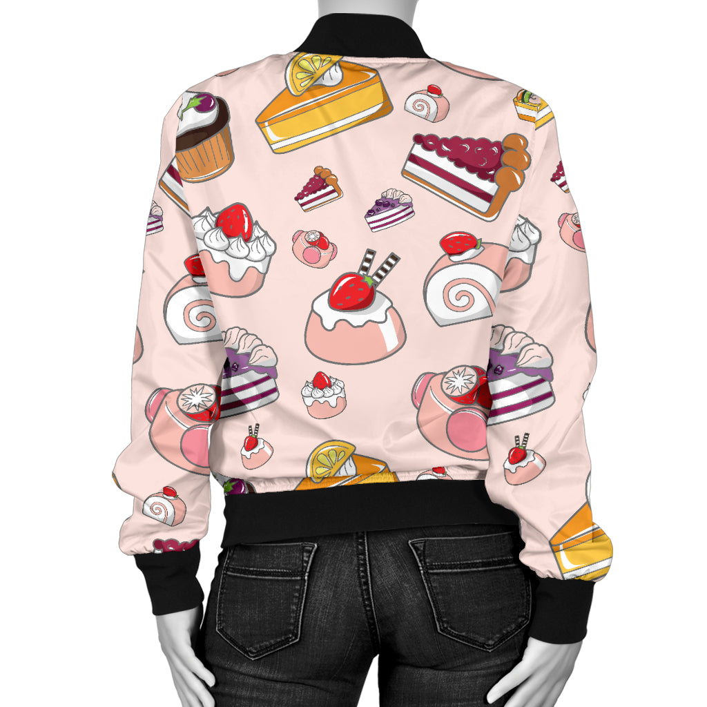 Cake Pattern Print Design 01 Women's Bomber Jacket