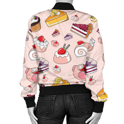 Cake Pattern Print Design 01 Women's Bomber Jacket
