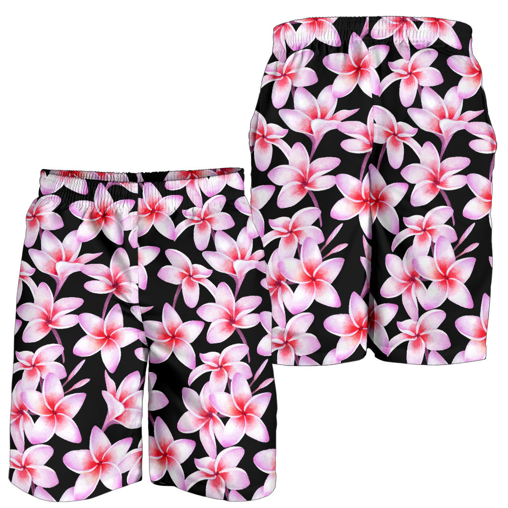 Pink Plumeria Pattern Print Design PM09 Mens Shorts