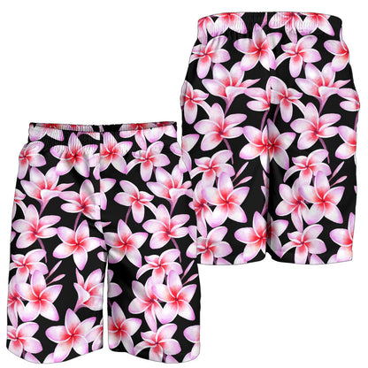Pink Plumeria Pattern Print Design PM09 Mens Shorts