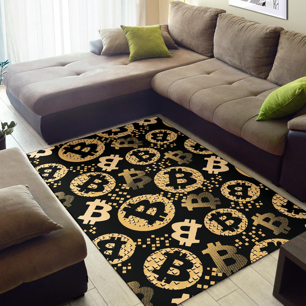 Bitcoin Pattern Print Design DO06 Area Rugs