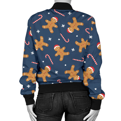 Gingerbread Pattern Print Design 01 Women's Bomber Jacket