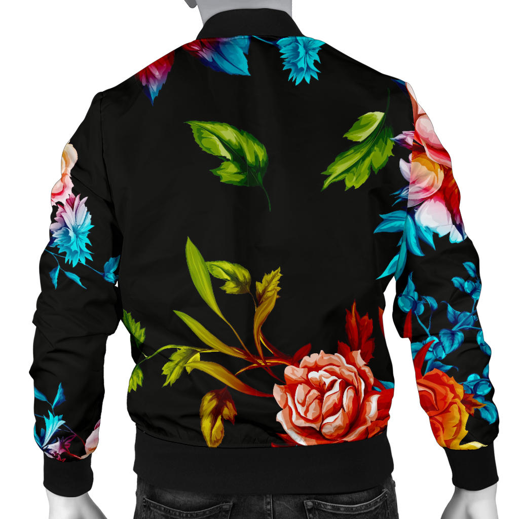 Peony Pattern Print Design PE07 Men Bomber Jacket