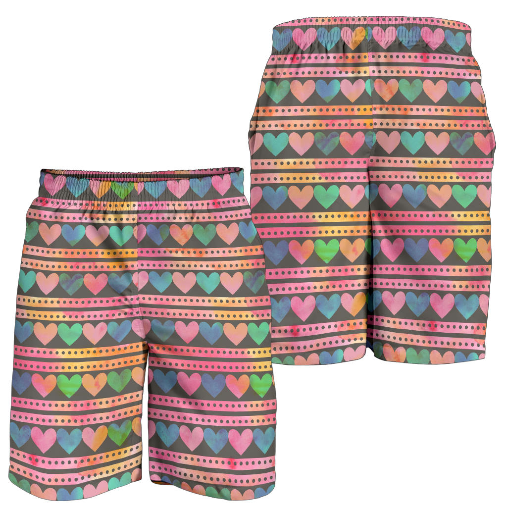 Heart Pattern Print Design HE010 Mens Shorts