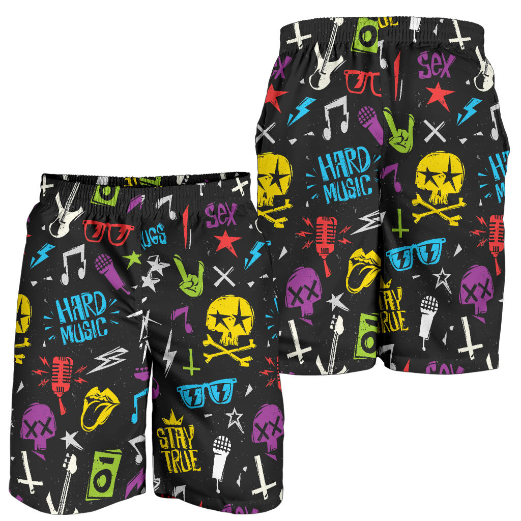 Rock and Roll Pattern Print Design A02 Mens Shorts